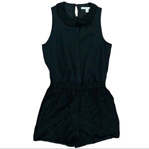 Lauren Conrad Romper black size 4 women’s collared bottom shorts button closure